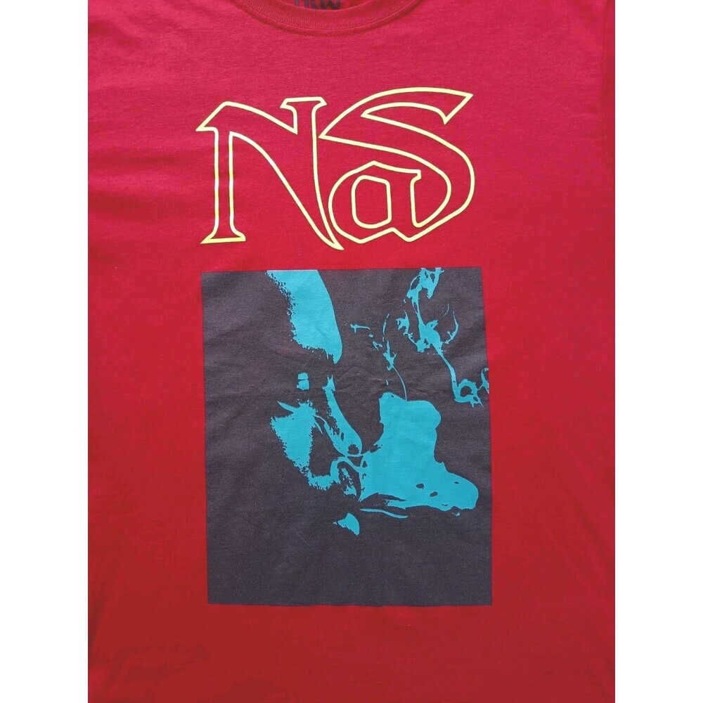 Nas T-Shirt Men's Small 90s Rap Graphic Red Short Sleeve - Picture 2 of 6